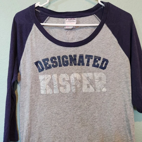Victoria Secret Pink MLB New York Yankees Baseball T Shirt Kisser Holo Sz Large - Picture 3 of 8